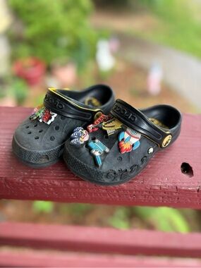 CROCS Kids Black Classic Clog with Multicolor Jibbitz
